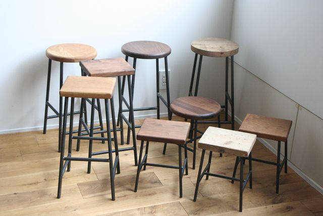 楽天市場】【国内生産/オーダーメイド可能】スツール 木製 アイアン 丸