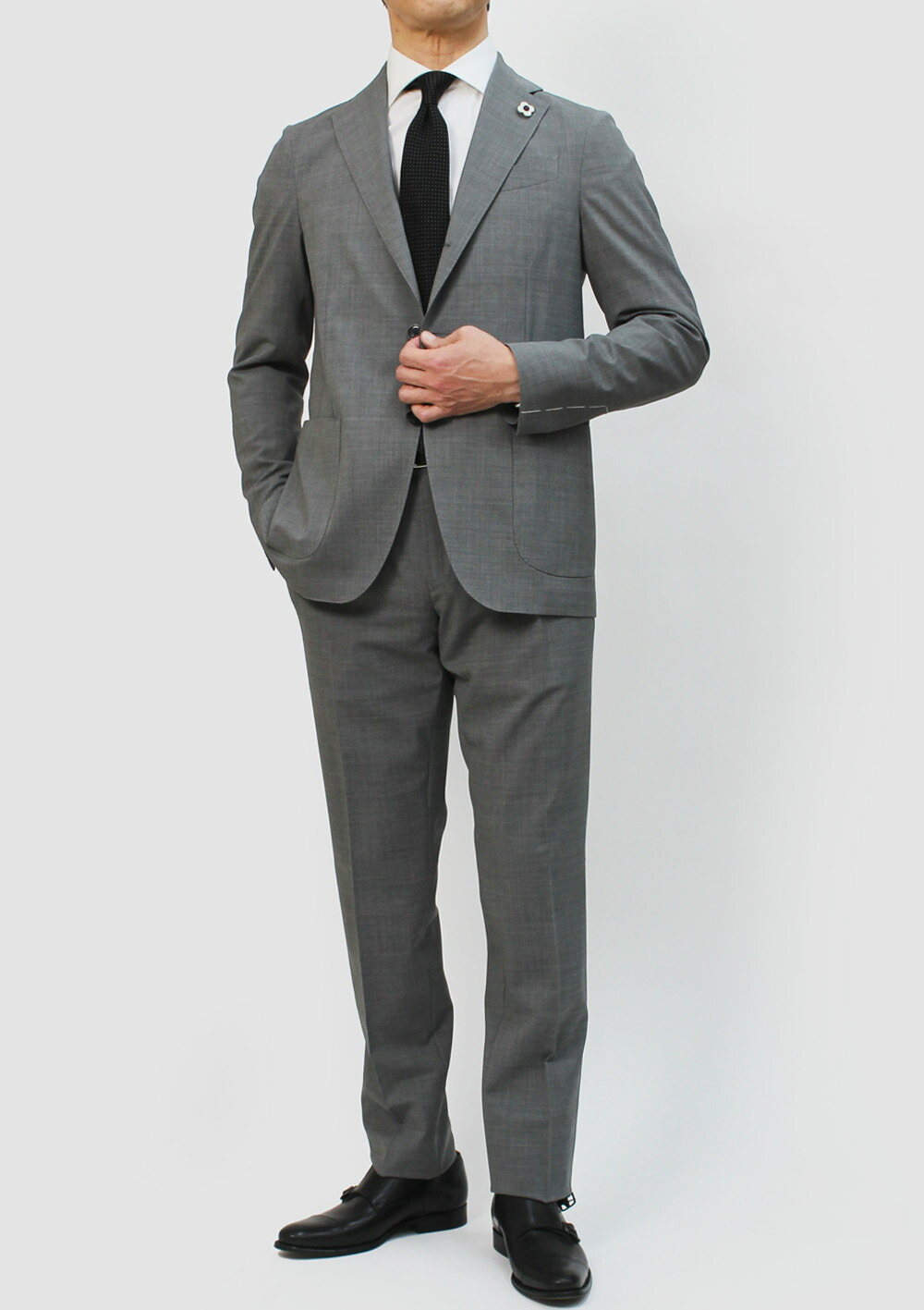 LARDINI トラベルパッカブルグレー スーツセットアップ