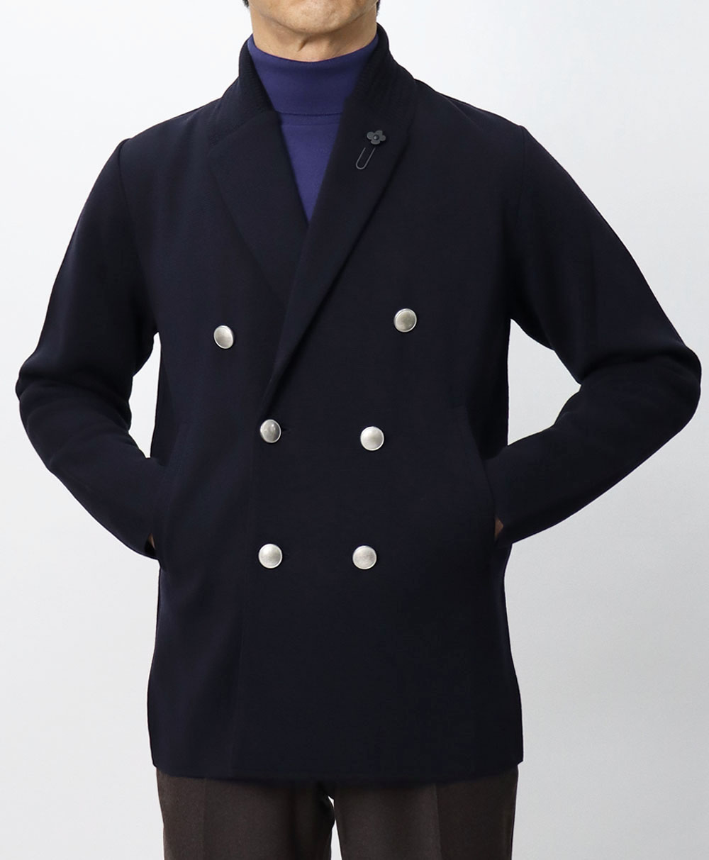 ラルディーニ / LARDINI / ダブル ニット ジャケット / ショールカラー