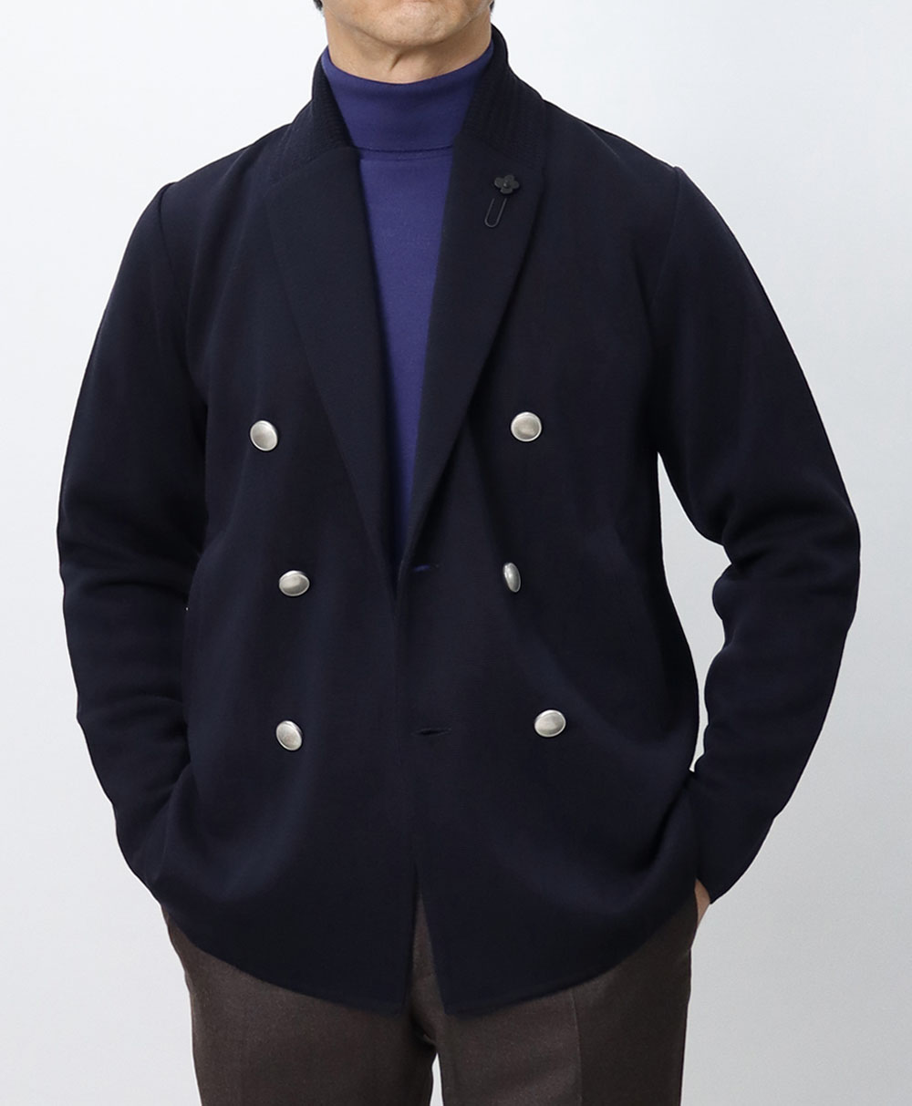 ラルディーニ / LARDINI / ダブル ニット ジャケット / ショールカラー