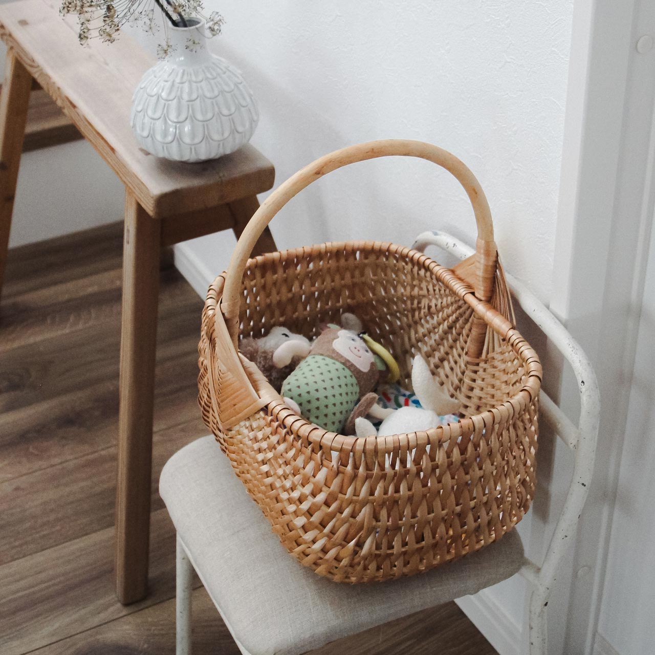 ラトビアの工房で作るハンドメイドかご | マッシュルームバスケット M