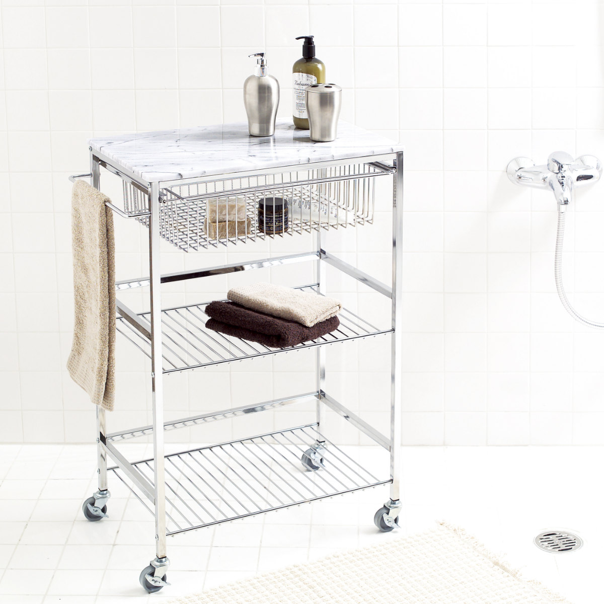 楽天市場】キッチンワゴン マーブルトップトローリー L 幅60cm