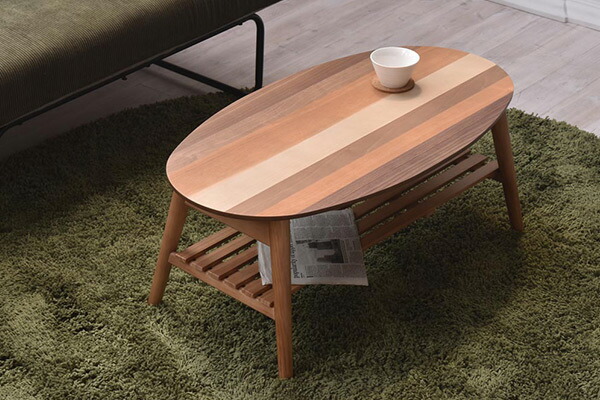 楽天市場】ローテーブル 座卓 突板寄木 YOGEAR 幅88cm オーバル