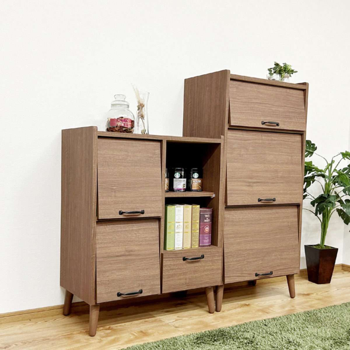 楽天市場】キャビネット 幅72cm フラップ扉 日本製 （ 本棚 ラック 棚