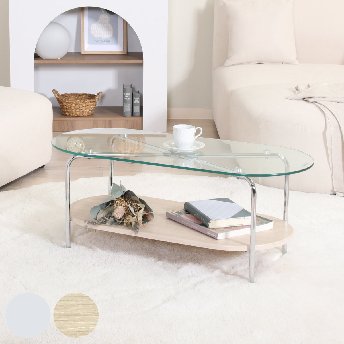 楽天市場】センターテーブル ガラス 幅90cm Chamill （ リビング