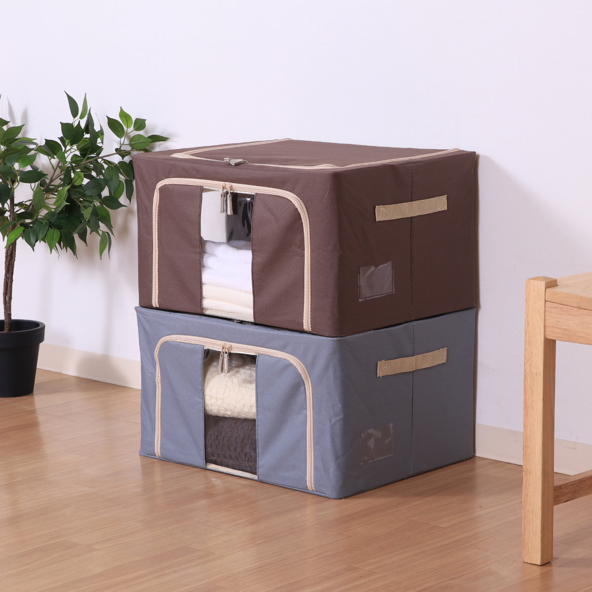 楽天市場】収納ボックス 55L 窓付き 積み重ね収納ボックス 同色3個