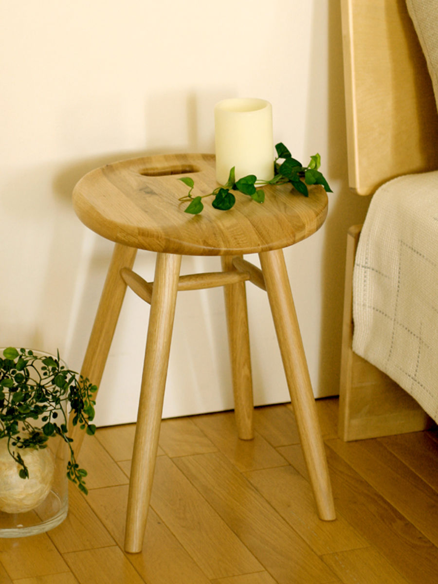 楽天市場】スツール オーク無垢材 座面高42cm （ 開梱設置 丸 椅子