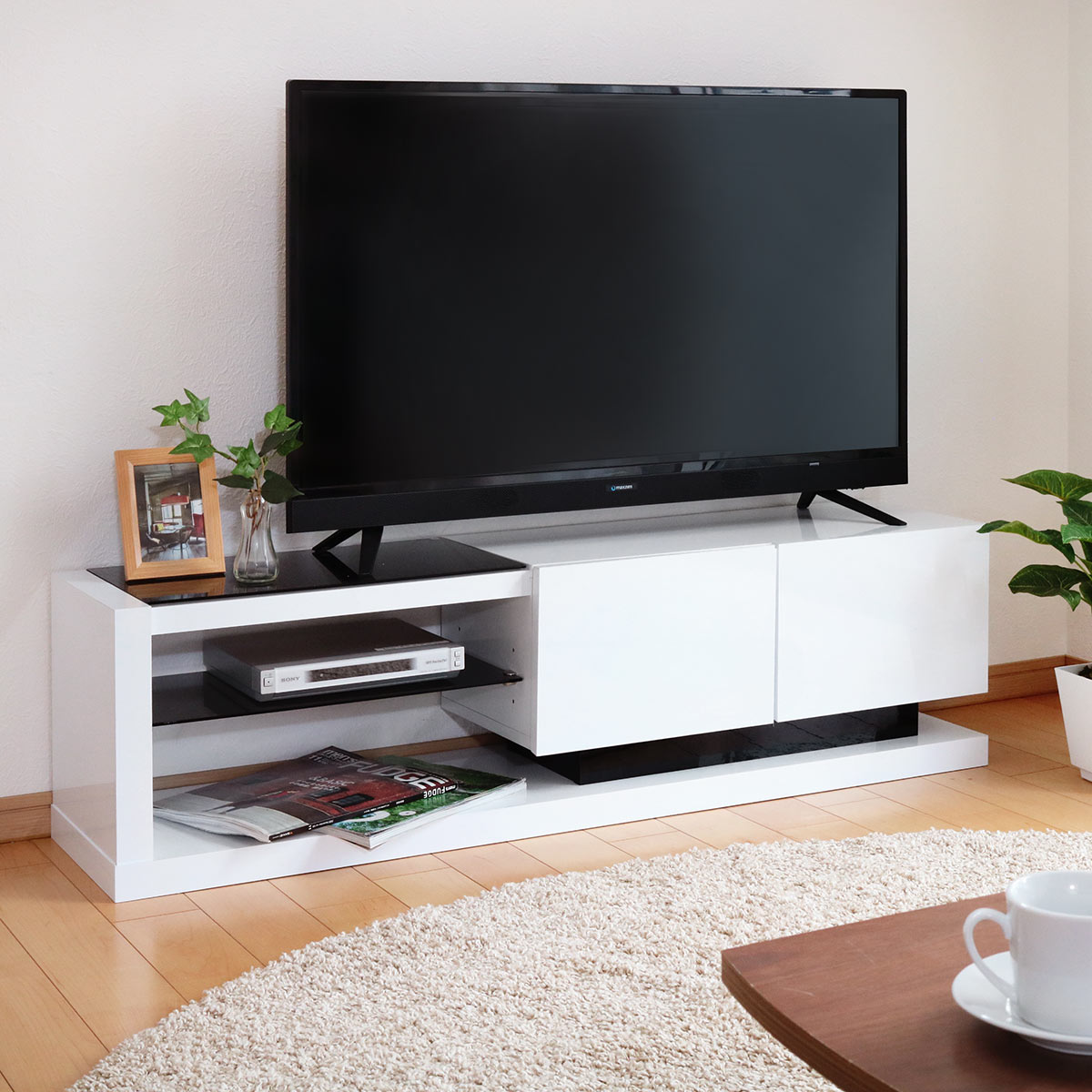 楽天市場】テレビ台 ローボード 鏡面仕上げ スタイリッシュモノトーン