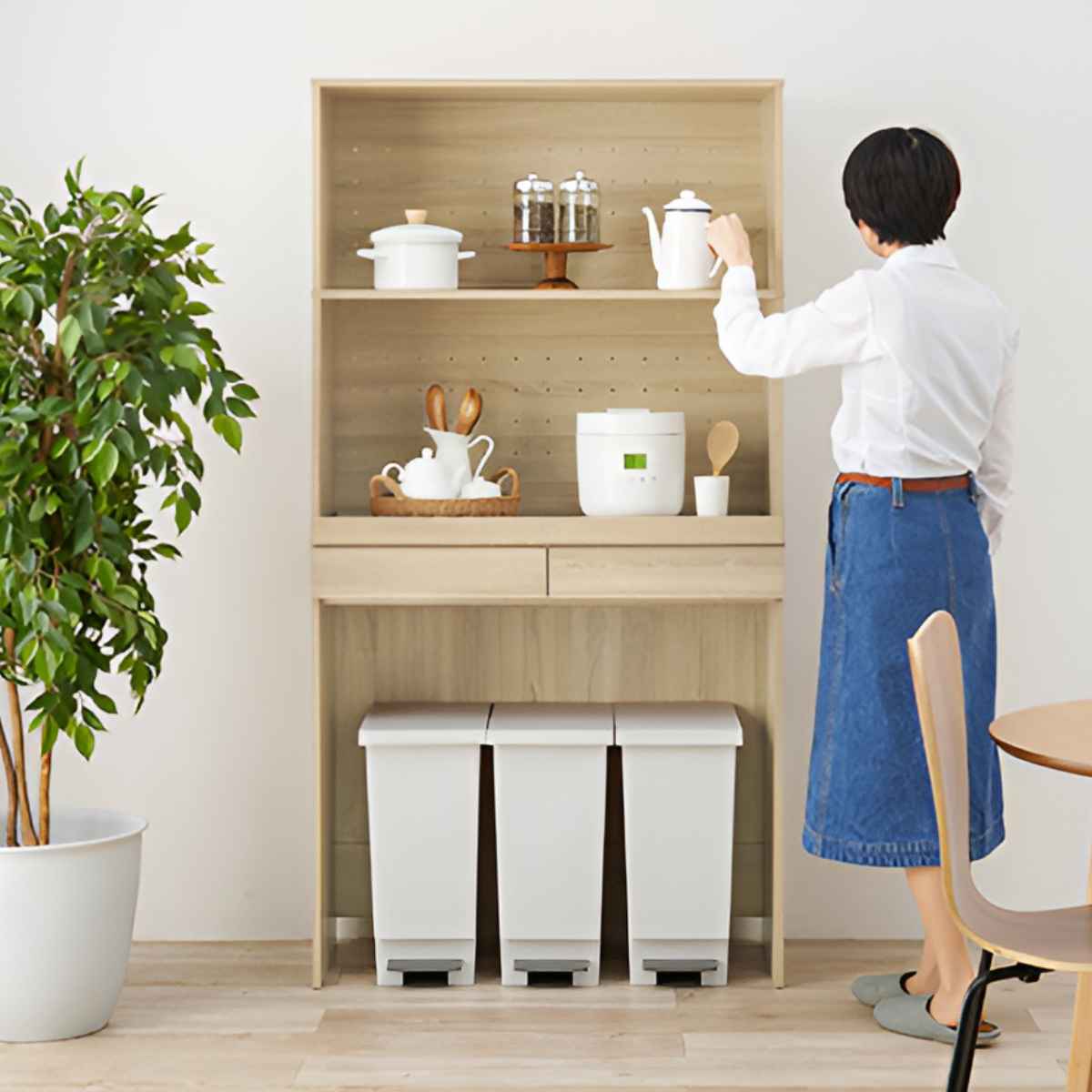 楽天市場】キッチンラック 北欧風 ゴミ箱収納ラック 幅88cm （ ゴミ箱