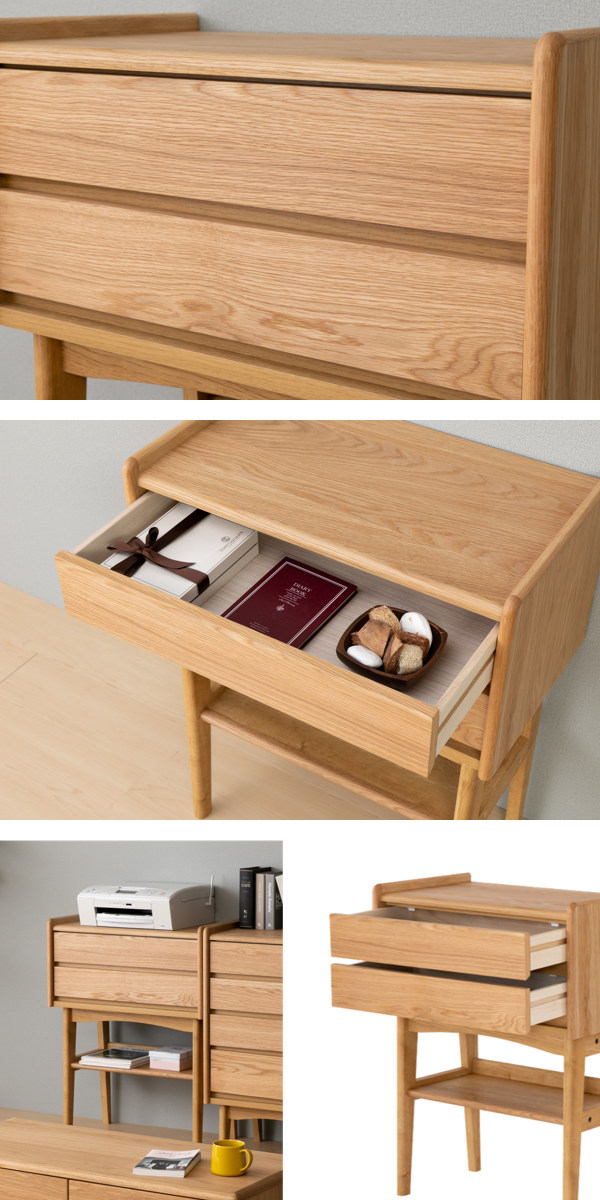 楽天市場】コンソール 引き出し 2段 北欧風 天然木突板 KICCA 幅65cm