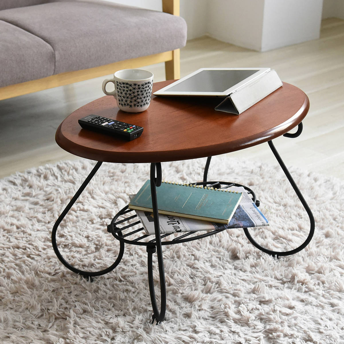 楽天市場】ローテーブル 幅65cm オーバル型 ロートアイアン 姫系