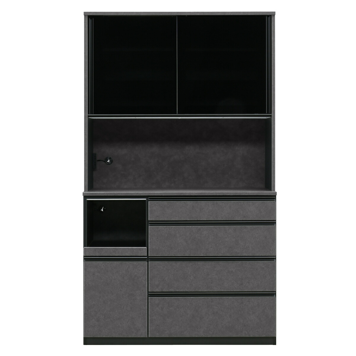 楽天市場】レンジボード ブラックガラス セラミック調 ハイグロス