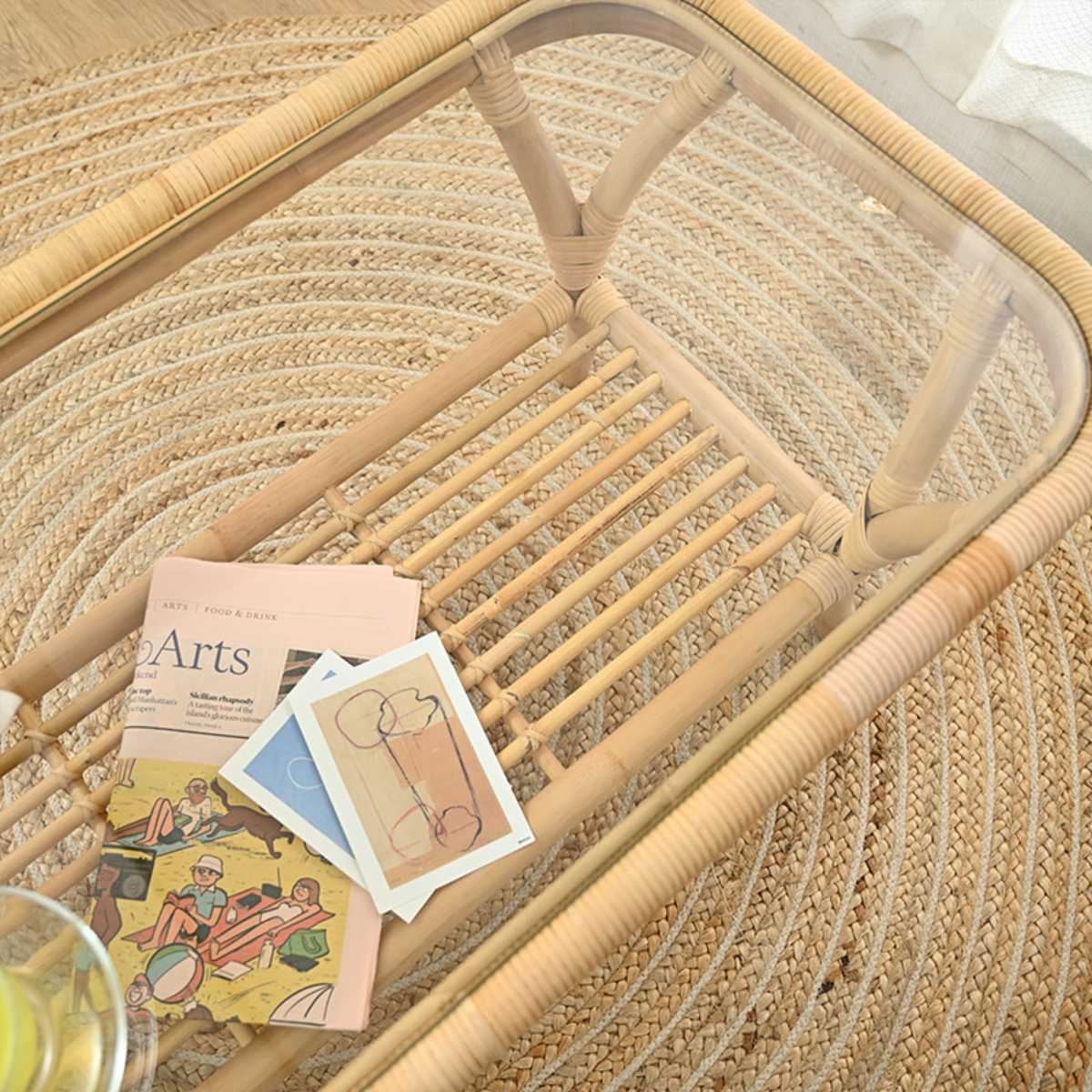 楽天市場】センターテーブル ラタン 幅100cm ガラス天板 完成品 Breeze