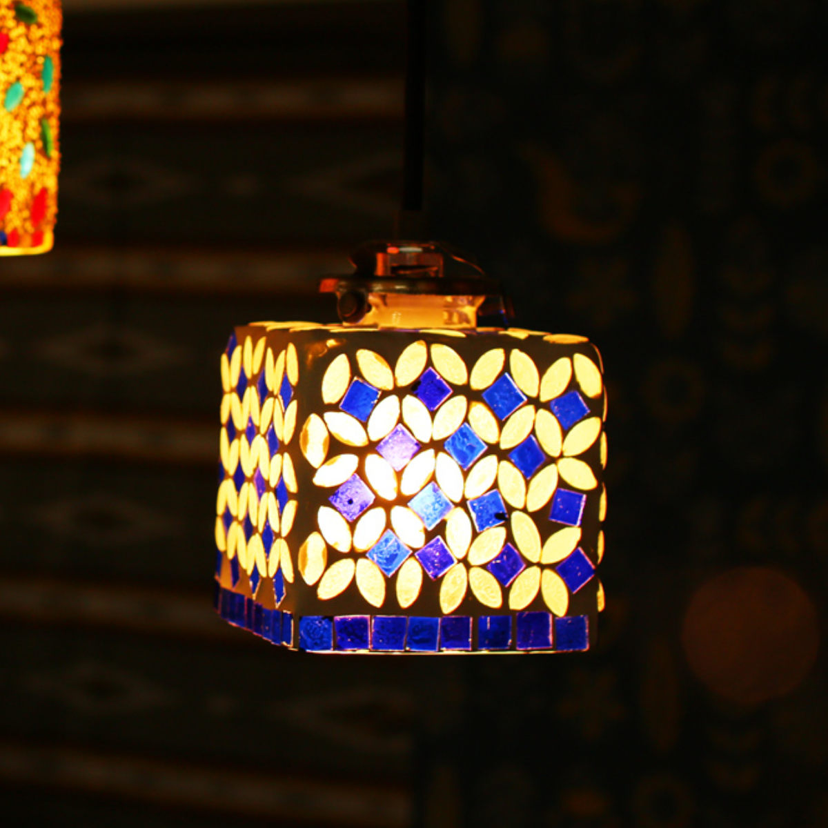楽天市場】照明 モザイクハンギングランプ スクエア 七宝 幅10cm