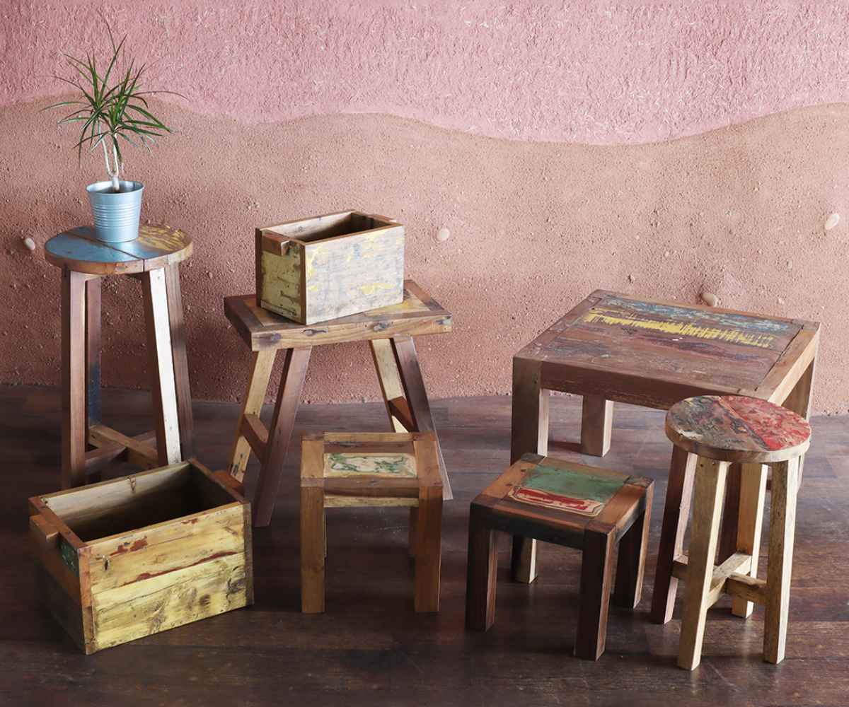 楽天市場】ラウンドハイスツール ボート古材 高さ70cm 木製 （ 送料