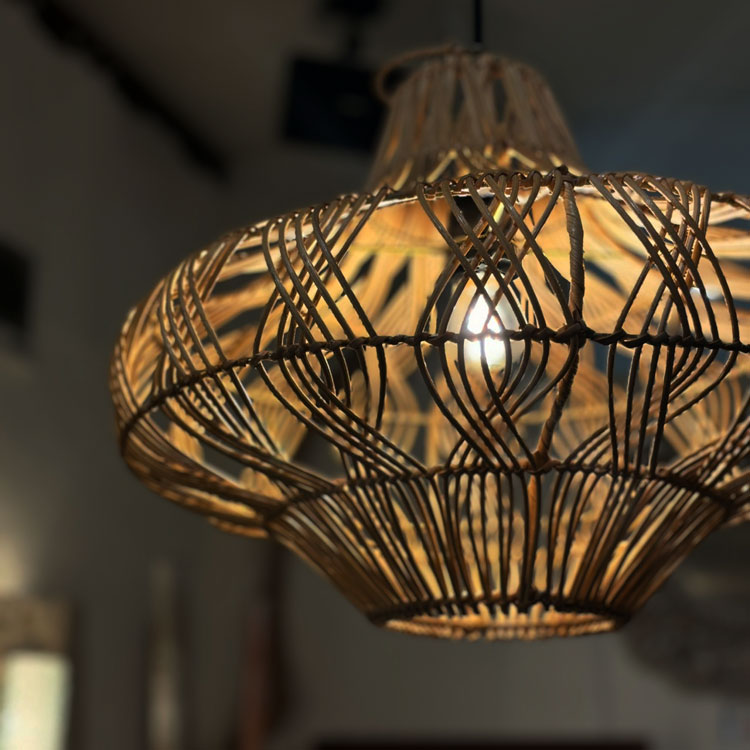 アジアン ラタン ランプシェイド ペンダントライト ラタンフラスコ