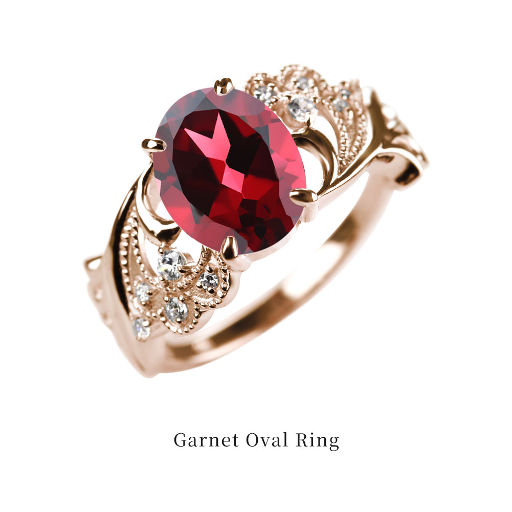 楽天市場】ガーネット リング 指輪 18金 レディース 誕生石 ガーネット
