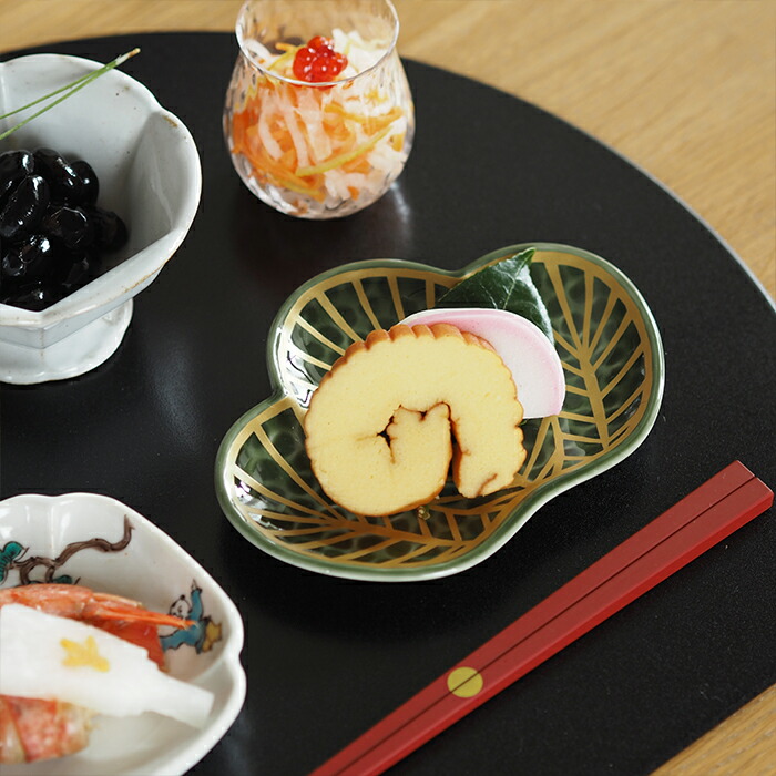 幸楽窯 錦 茶緑金 松葉形 銘々皿 | 食器と料理道具の専門店「プロ