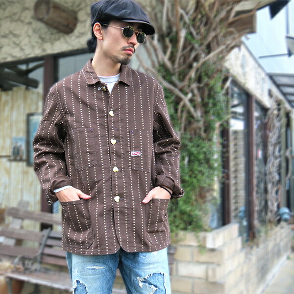 TCBJEANS TCBジーンズ Cathartt Chore Coat Brown Paw Stripe