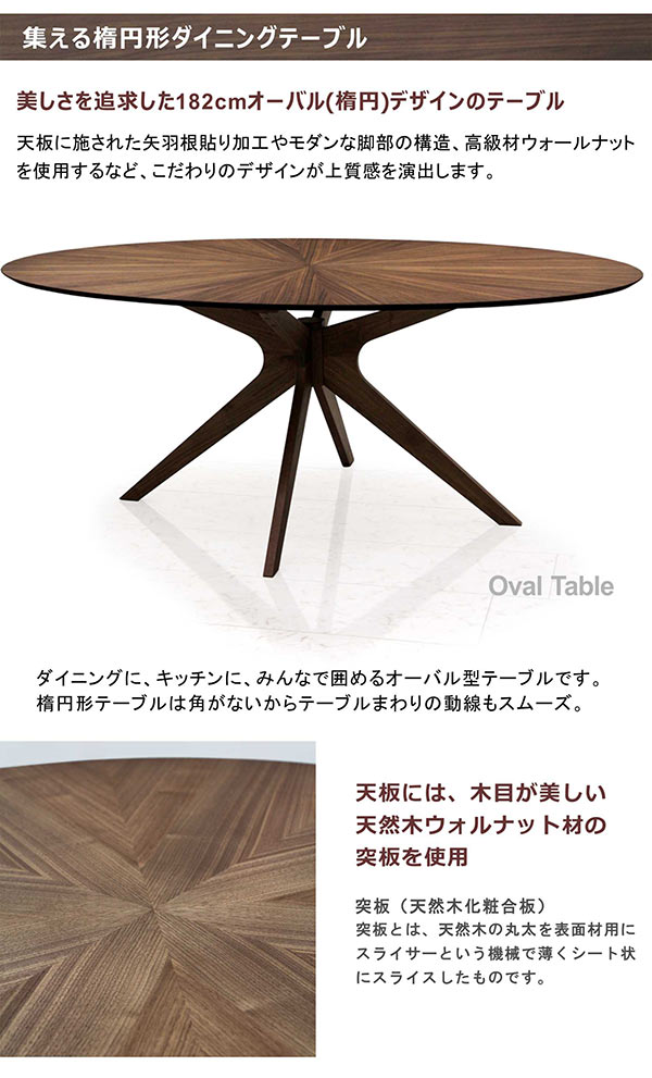 楽天市場】楕円 ダイニングテーブル 6人掛け 幅182cm 182x110 オーバル
