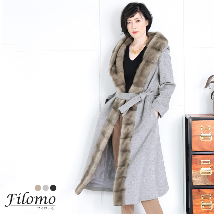 楽天市場】【期間限定価格】Filomo ミンク トリミング ロング コート