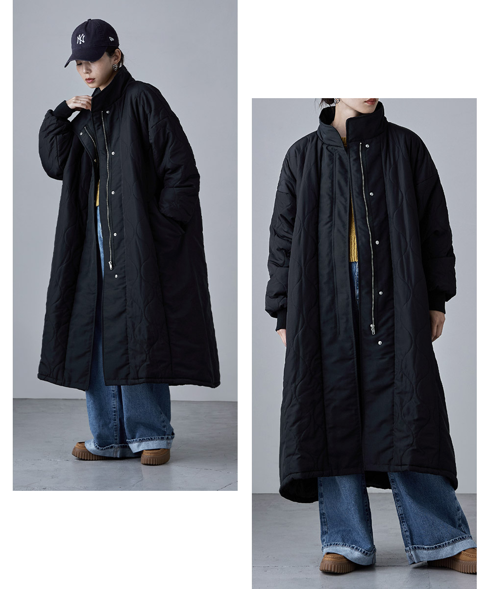 Qoo10 etoll. キルティング切替オフラインロング 無地