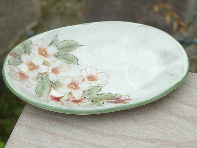 白掛彩草花銘々皿 桜単品 - 京焼清水焼 松韻堂