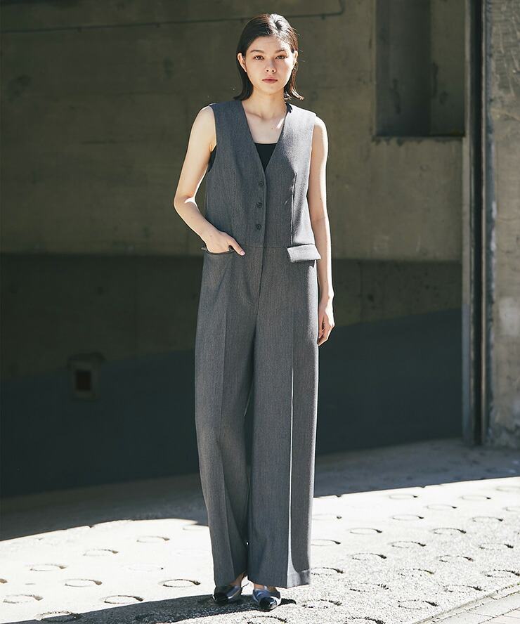 楽天市場】ノースリーブ Vネック オールインワン パンツ つなぎ ロング