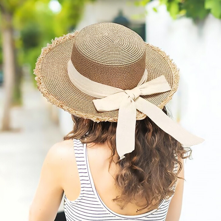 楽天市場】送料無料 カットオフリボンストローハット 帽子 夏 UV