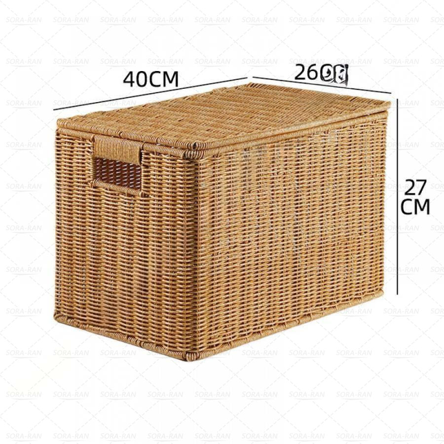 楽天市場】収納ボックス 収納かご 蓋付き収納バスケット 籐 浅型収納