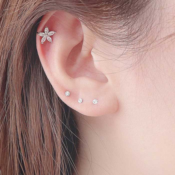 楽天市場】ボディピアス 軟骨ピアス［14G 16G ］大人可愛い クリスタル