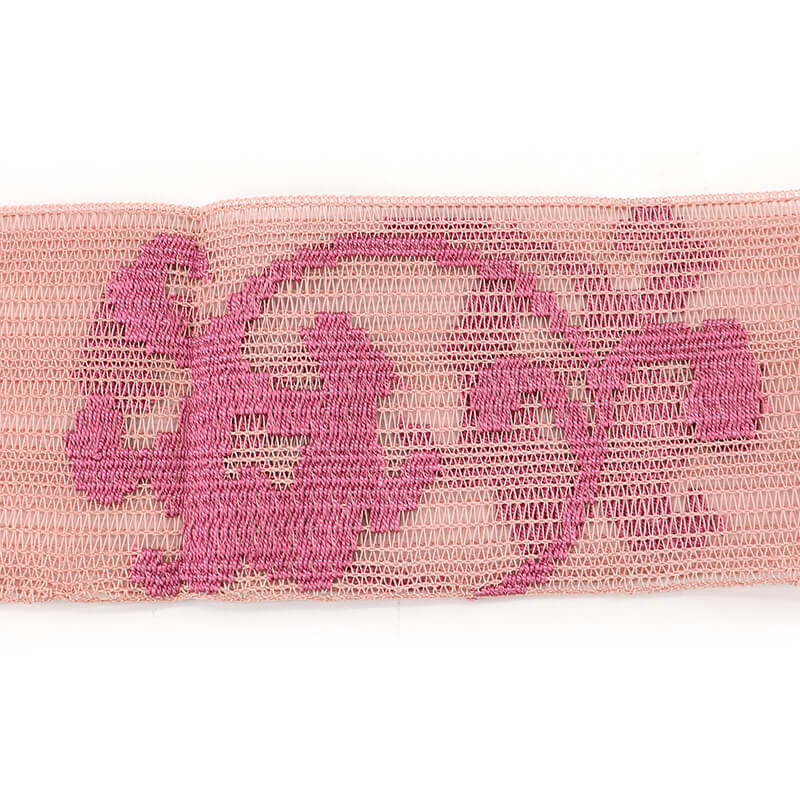 中古】 夏帯 夏名古屋帯 羅 正絹 八寸帯 お太鼓柄 ピンク 唐草 羅帯 長