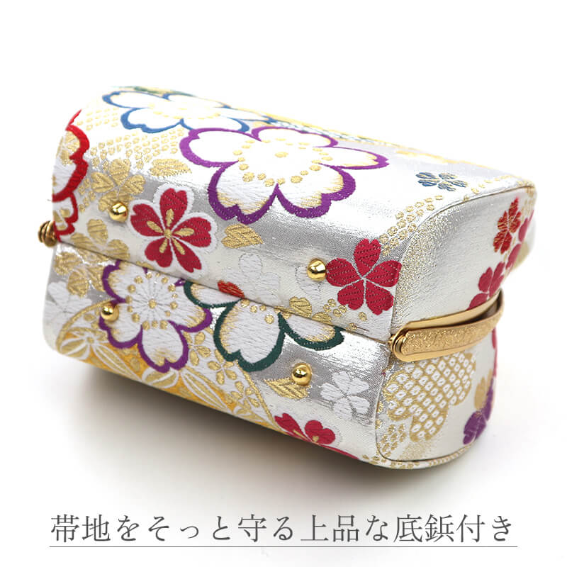 振袖用 草履バッグセット 正絹 帯地仕様 フォーマル 正絹 白銀 薄金