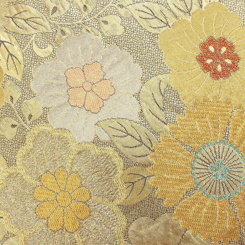 中古】 袋帯 ふくろ帯 礼装用 リサイクル レディース 正絹 金 花柄