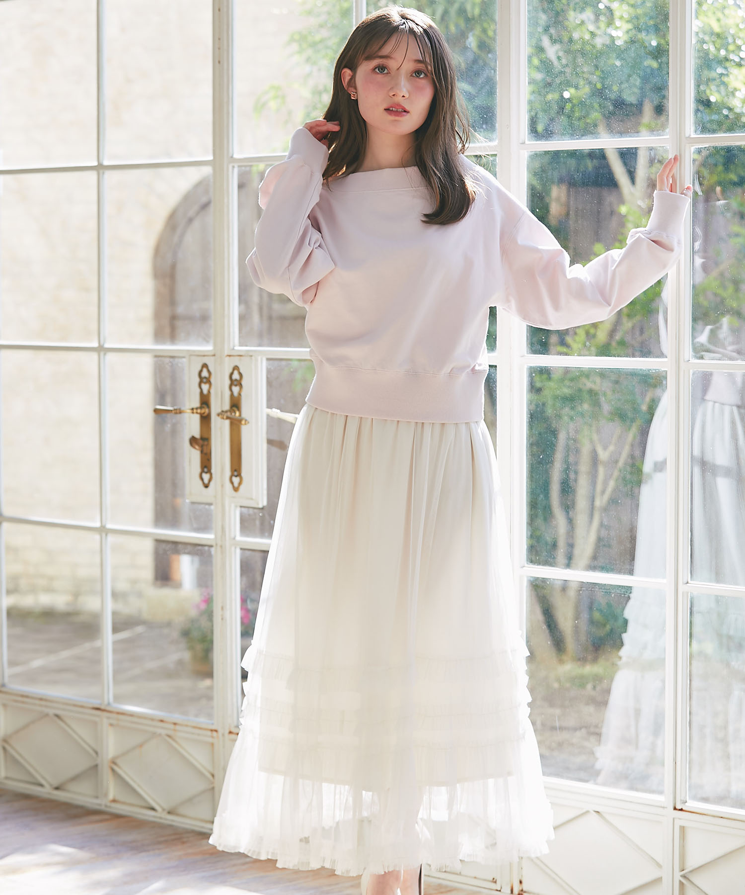 チュールフリルフレアスカート