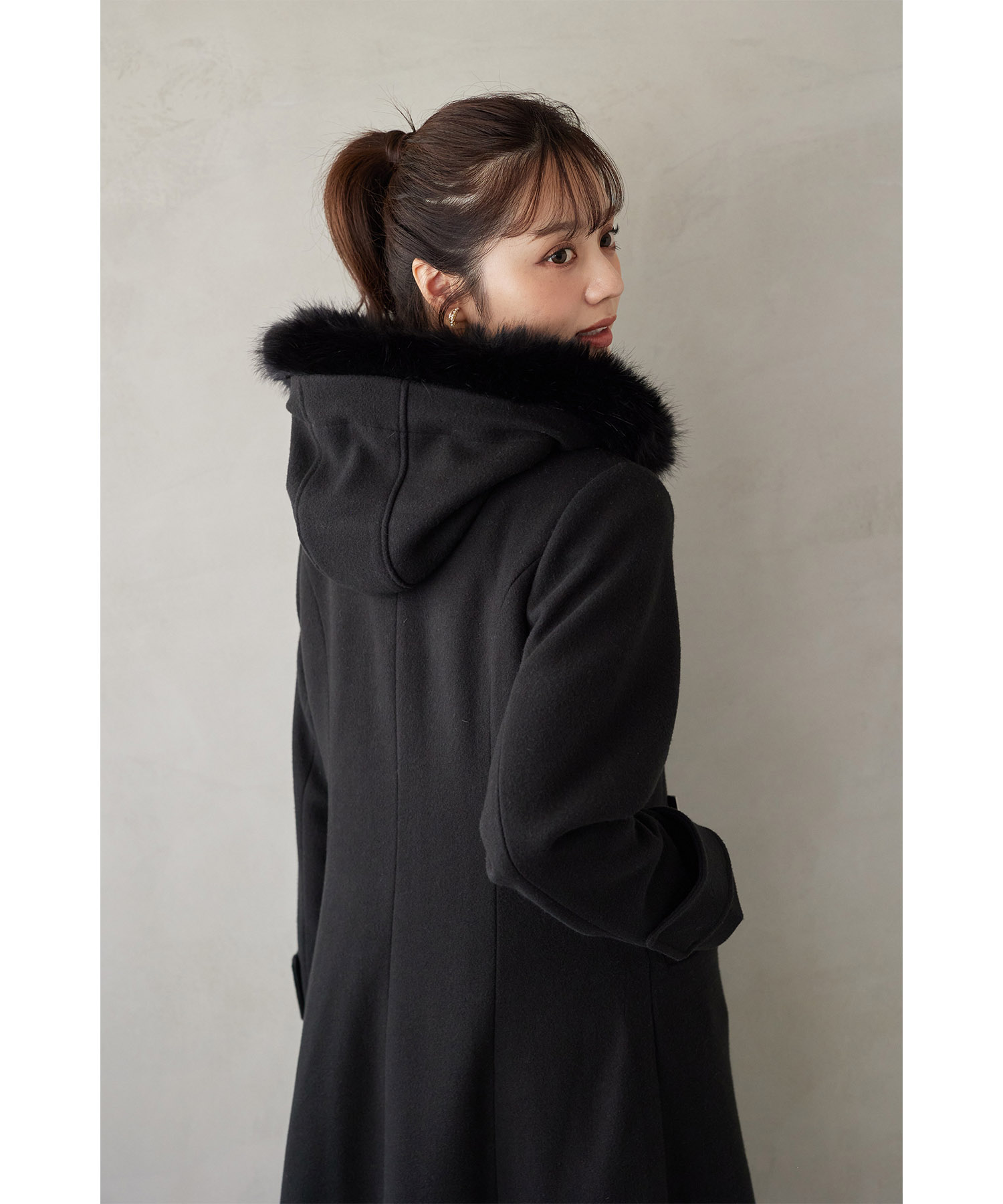 取り外し可能なファー付きフィット＆フレアシルエットダッフルコート