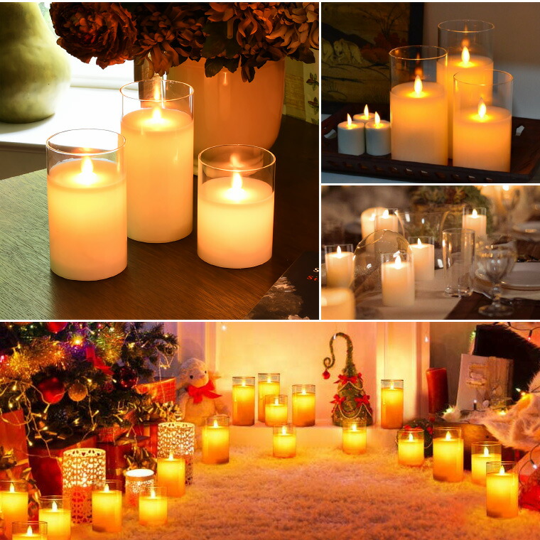楽天市場】led キャンドル ろうそく ゆらぎ 3本セット 電池式 リモコン