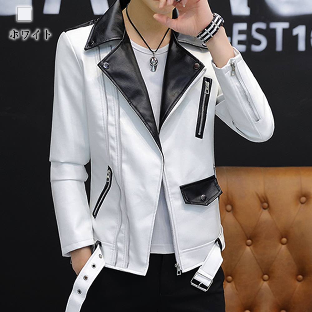 楽天市場】ライダースジャケット メンズ バイカラーダブルレザー