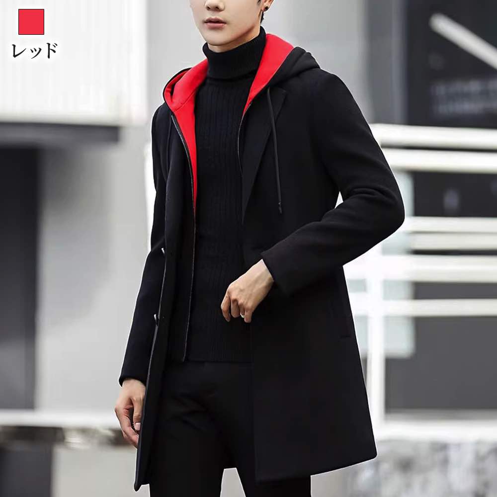 楽天市場】チェスターコート メンズ フード付きコート ショート グレン