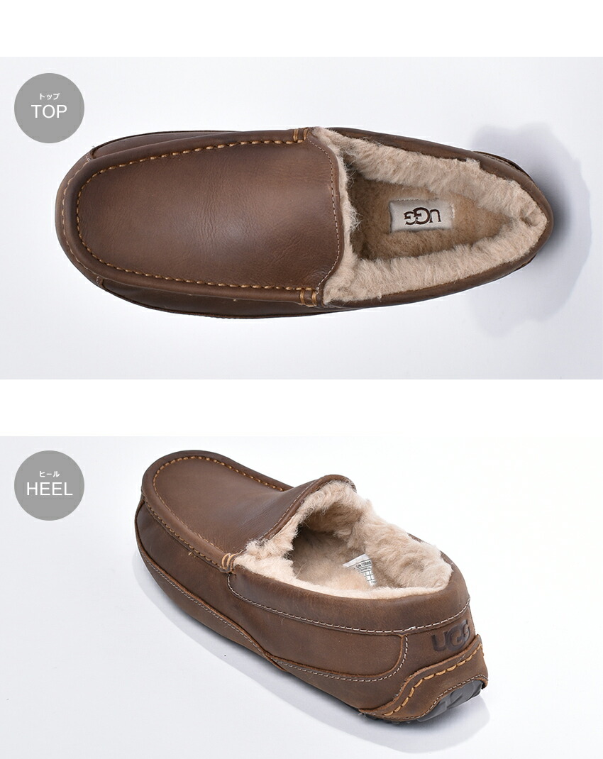 楽天市場】アグ アスコット UGG モカシンシューズ メンズ 黒 ブラック
