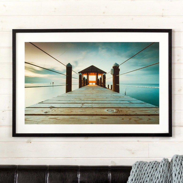 楽天市場】アートパネル 写真 風景 桟橋 海 フレーム付き 幅90cm