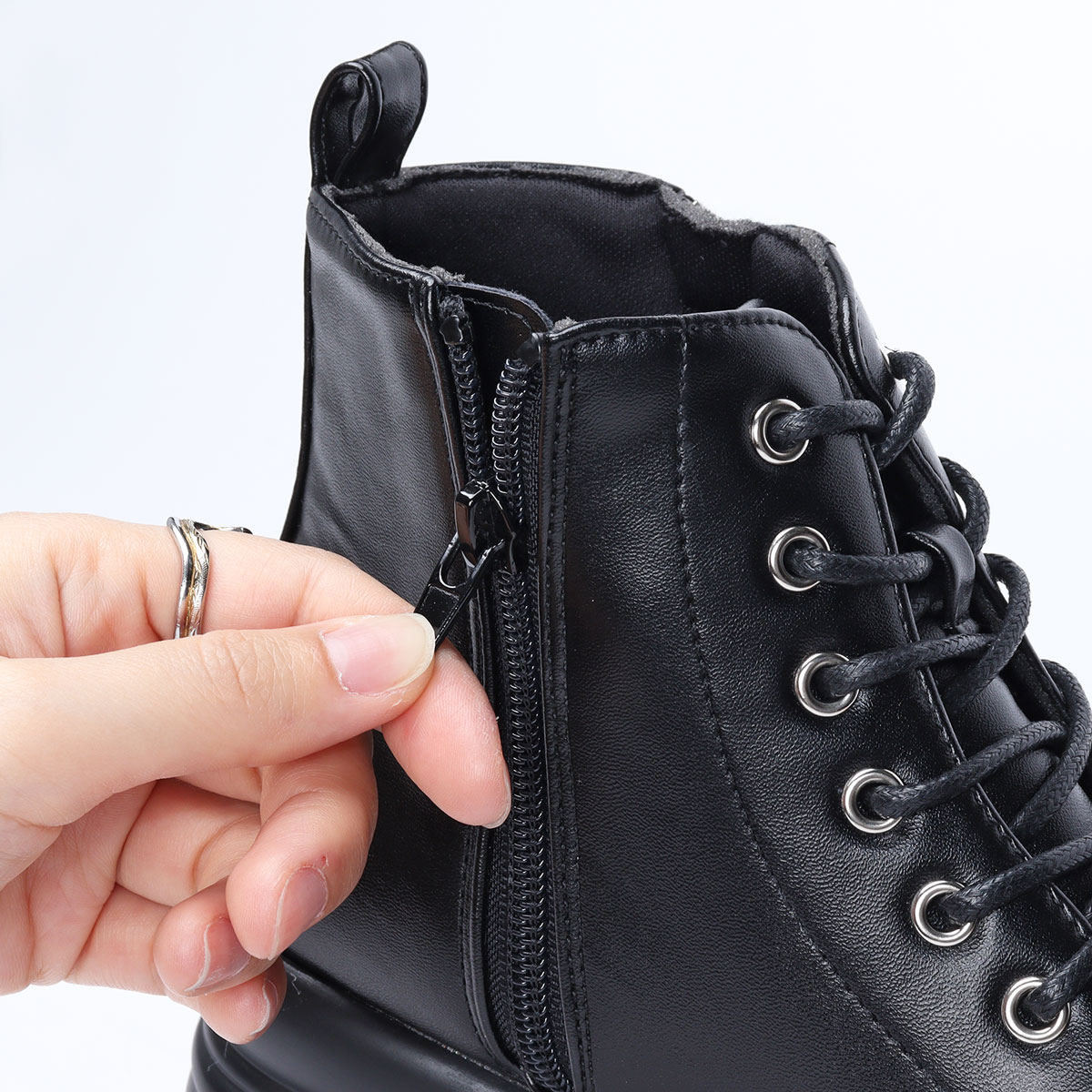 楽天市場】ブーツ レディース 厚底 軽量 ショート 黒 ハイカット