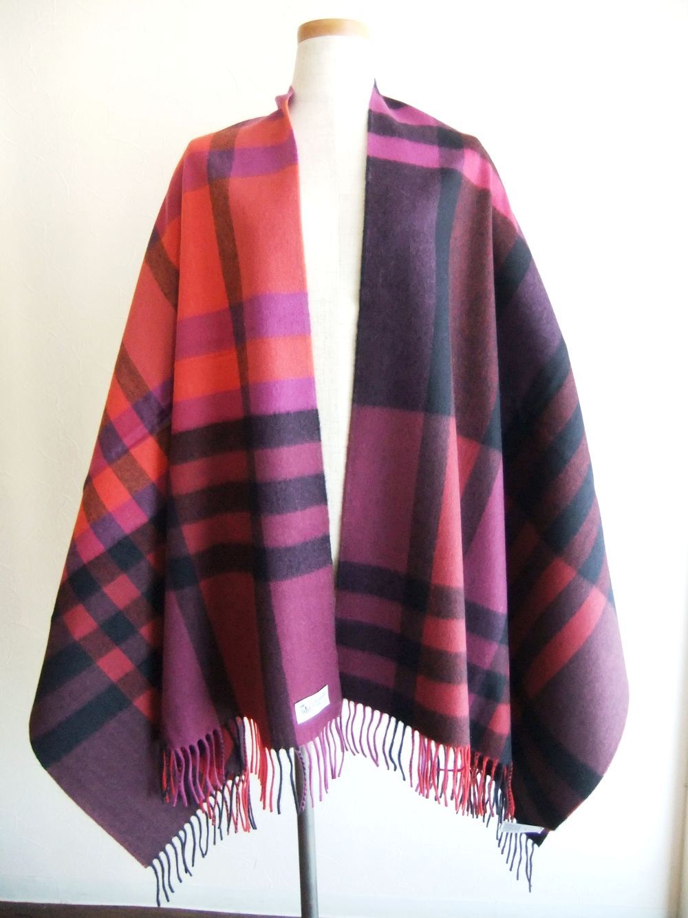 Johnstons - カシミヤ 大判ストール WA56 ( パープル × レッド