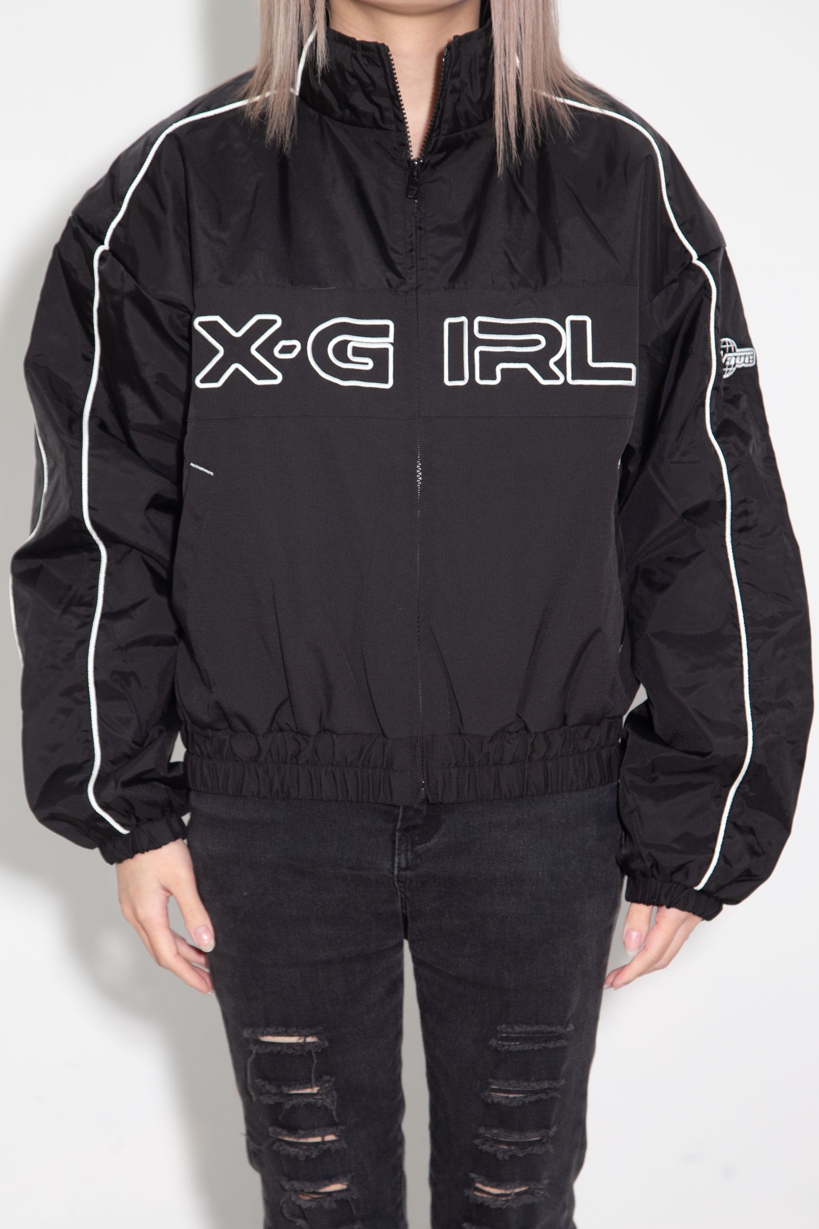 X-girl - X-girl LOGO EMBROIDERY JACKET / ブラック | Tempt