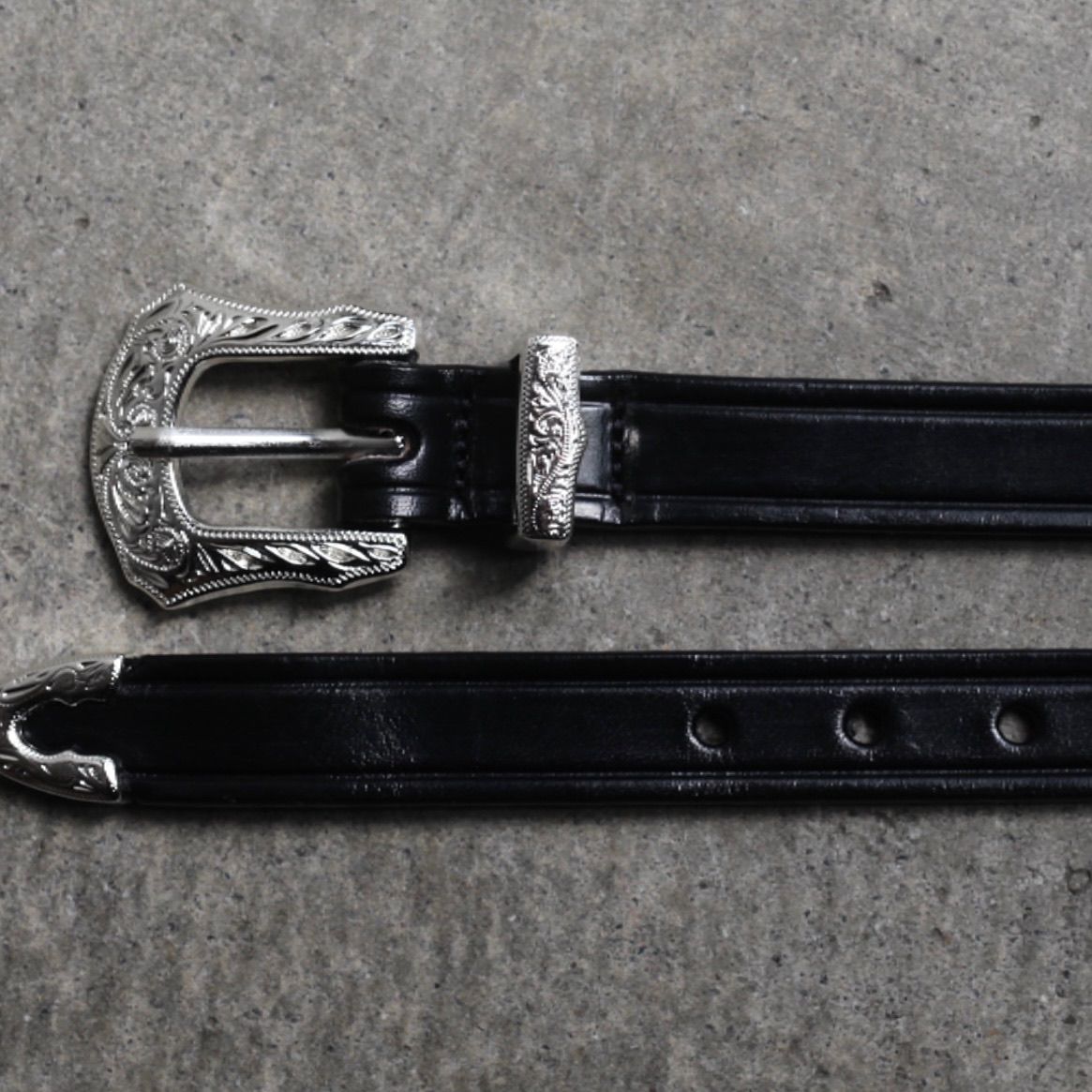 TORY LEATHER - 【残りわずか】3/4 Inch Western Belt(BLACK