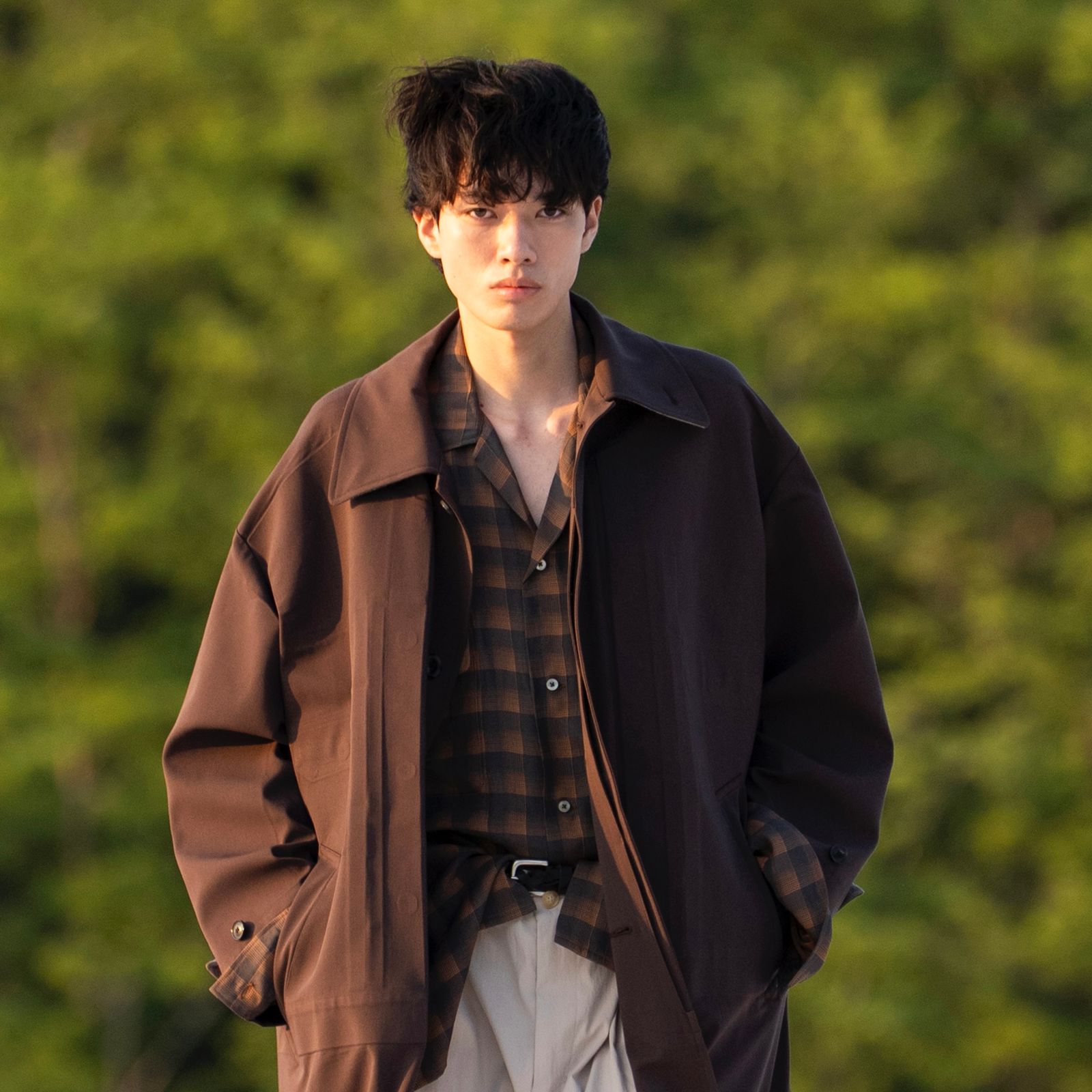 YOKE - 【残り一点】Jacquard Plaid Open Collar Shirt | ACRMTSM