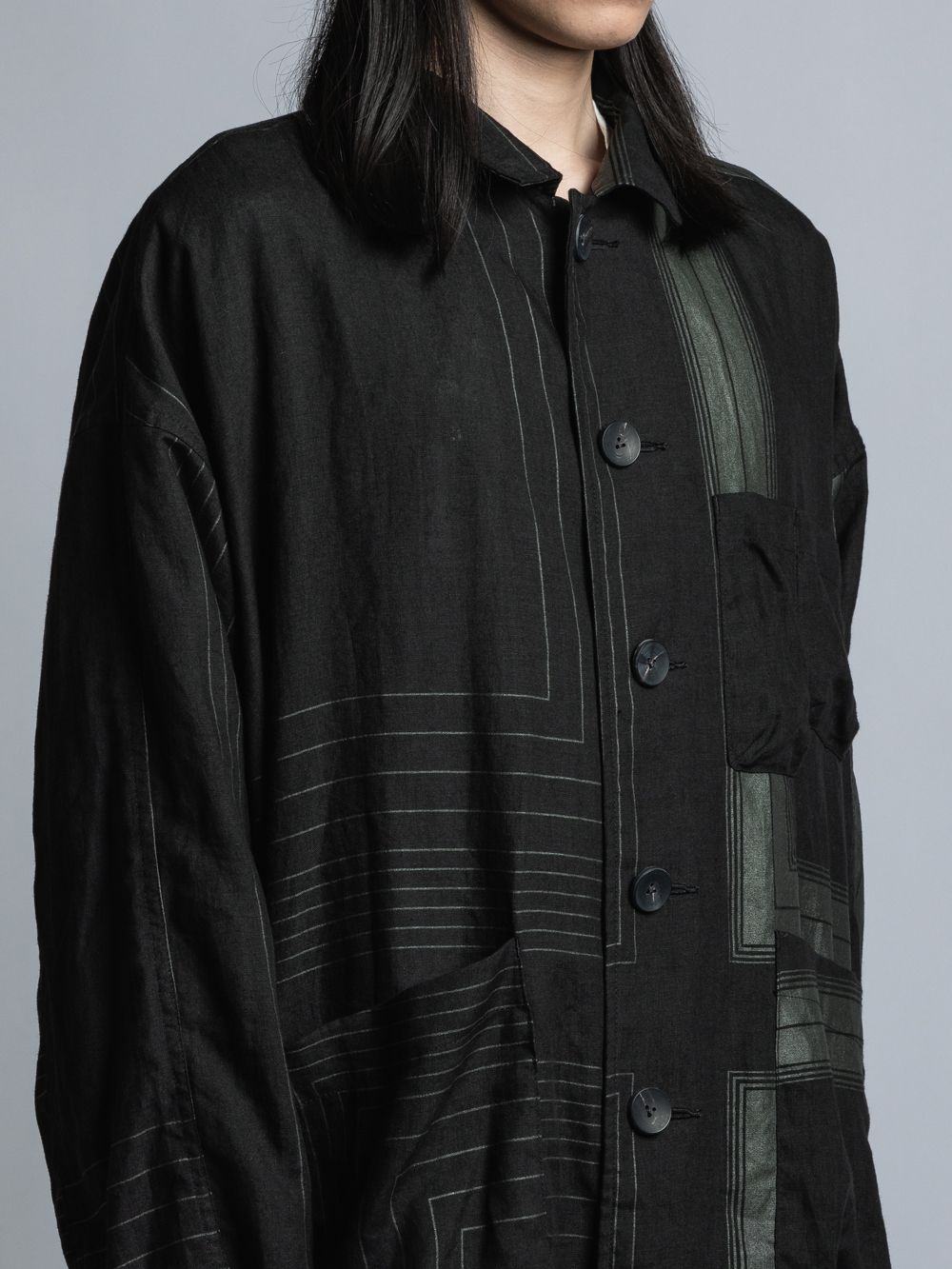 The Viridi-anne - スクエアプリントリネン コート | ADDICT WEB SHOP