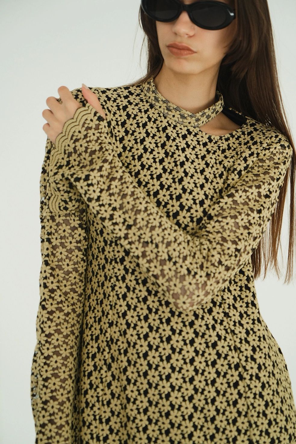 CLANE - フラワーレースワンピース - 3D FLOWER LACE SLASH NECK