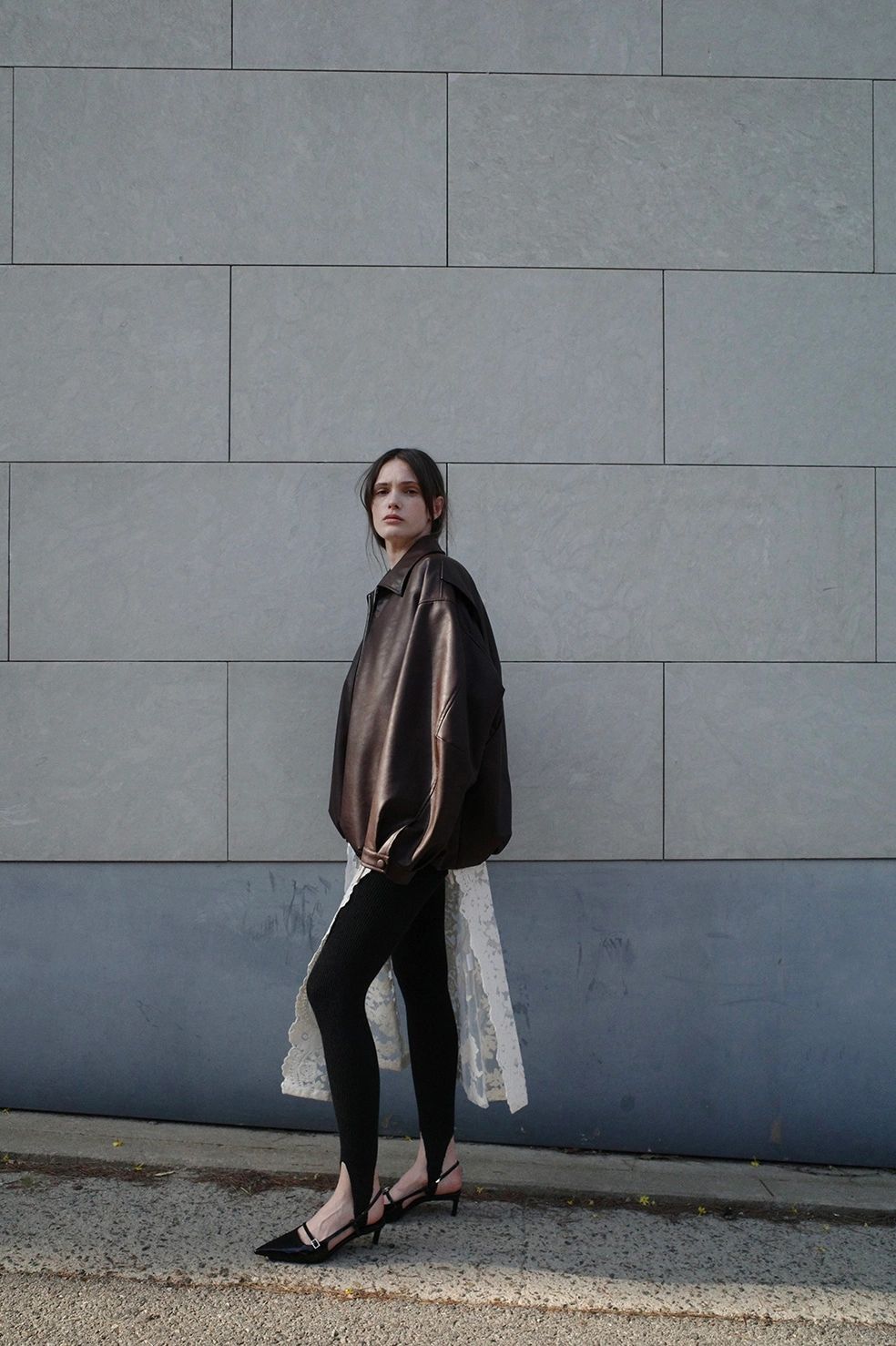 CLANE - フェイクレザーバルーンジャケット - FAKE LEATHER BALLOON