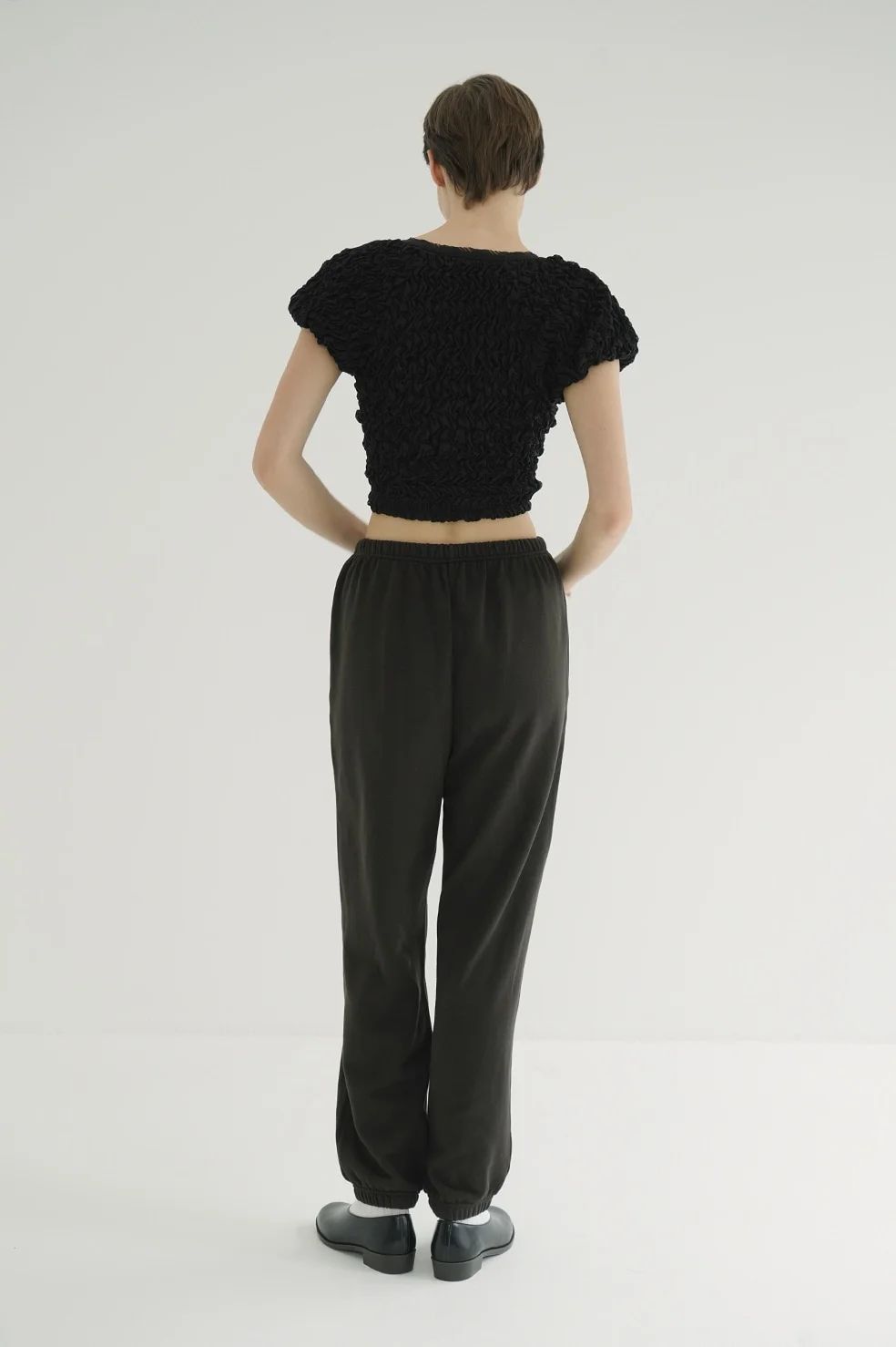 CLANE - シャーリングパフトップス - SHIRRING PUFF TOPS BLACK